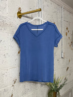 Two-tone Ribbed V-neck Shirt