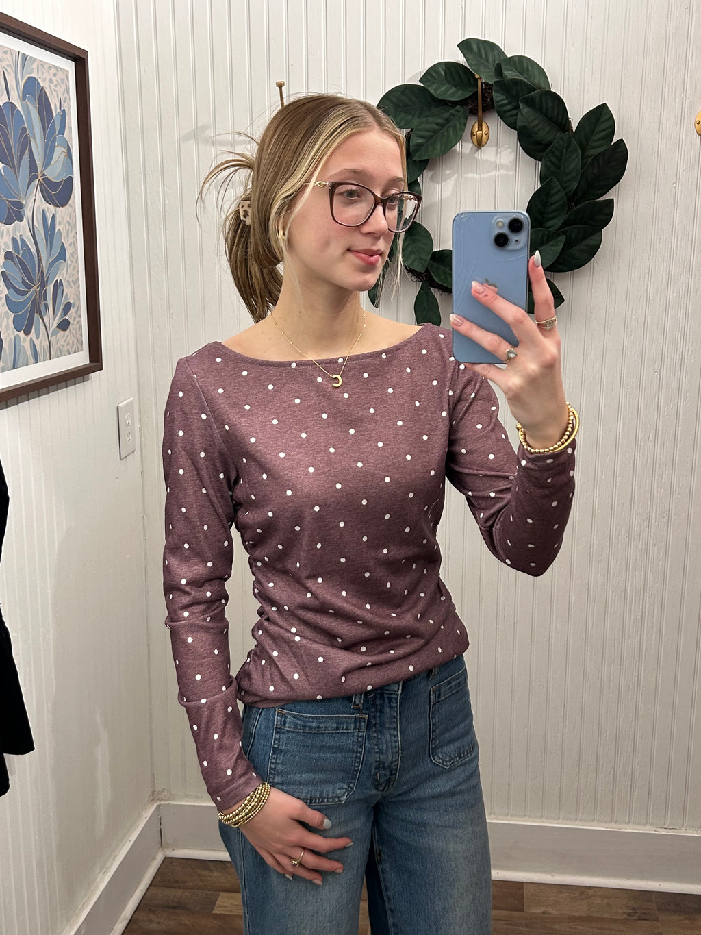 Plum Cute Polka Dot Top