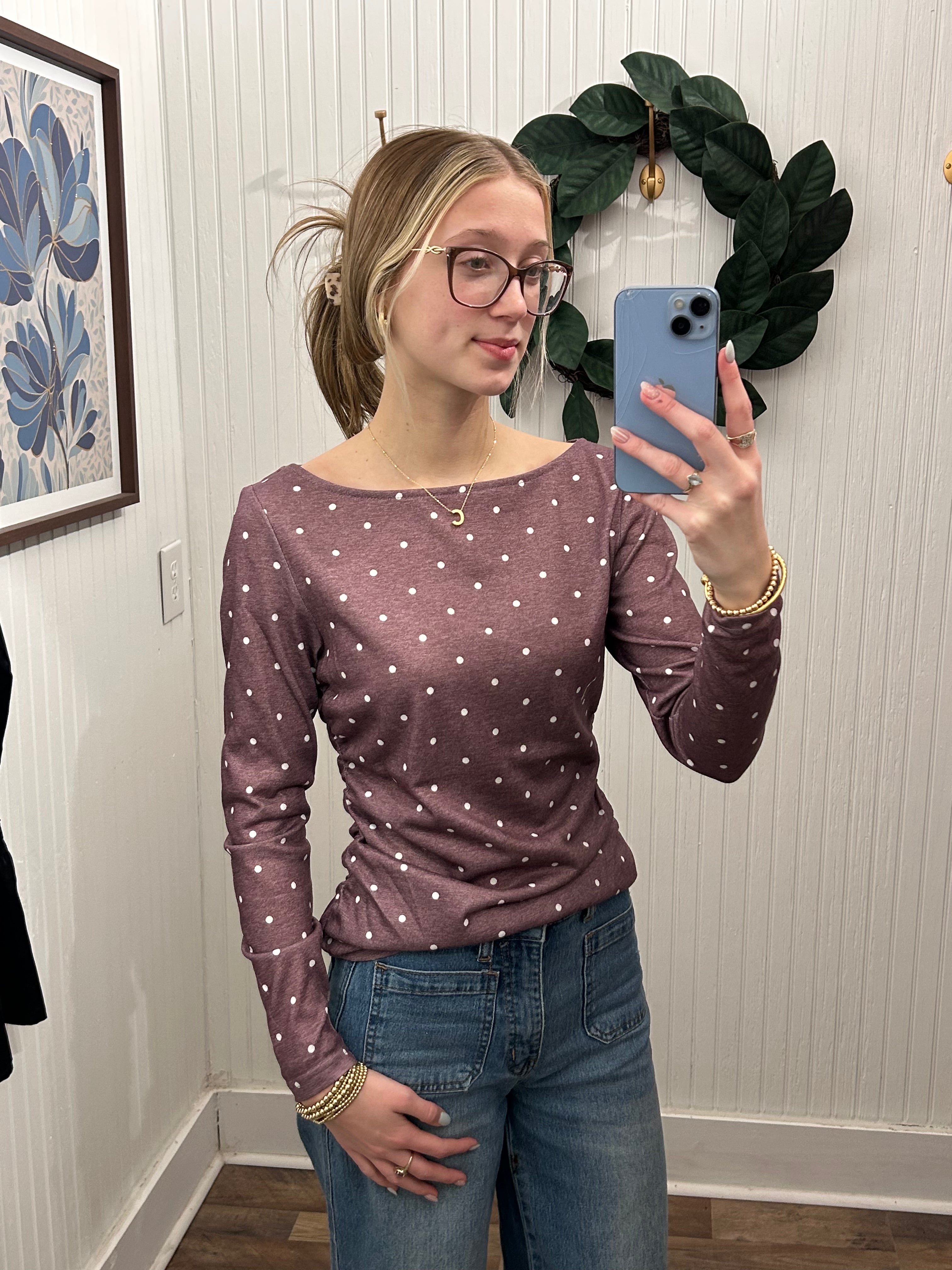 Plum Cute Polka Dot Top