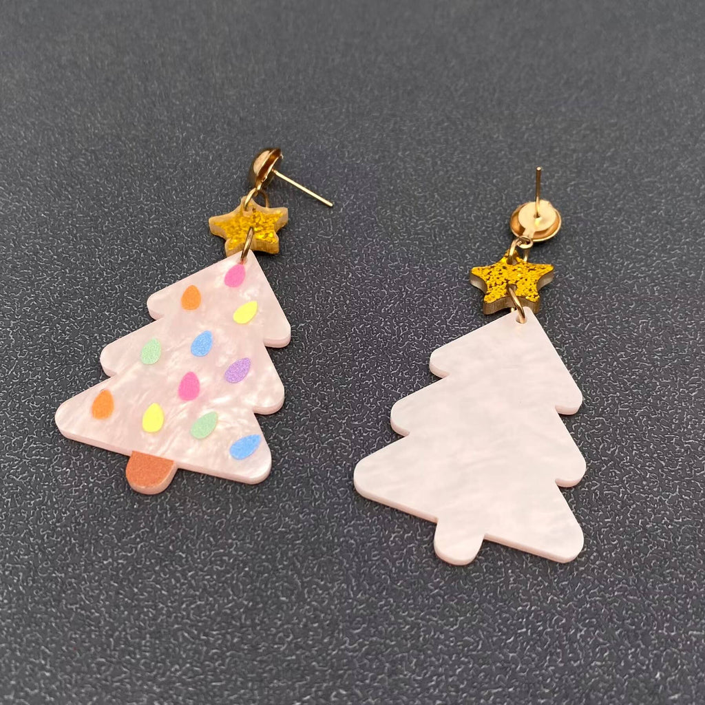 Ice Cream Style Christmas Tree Dangle Earrings
