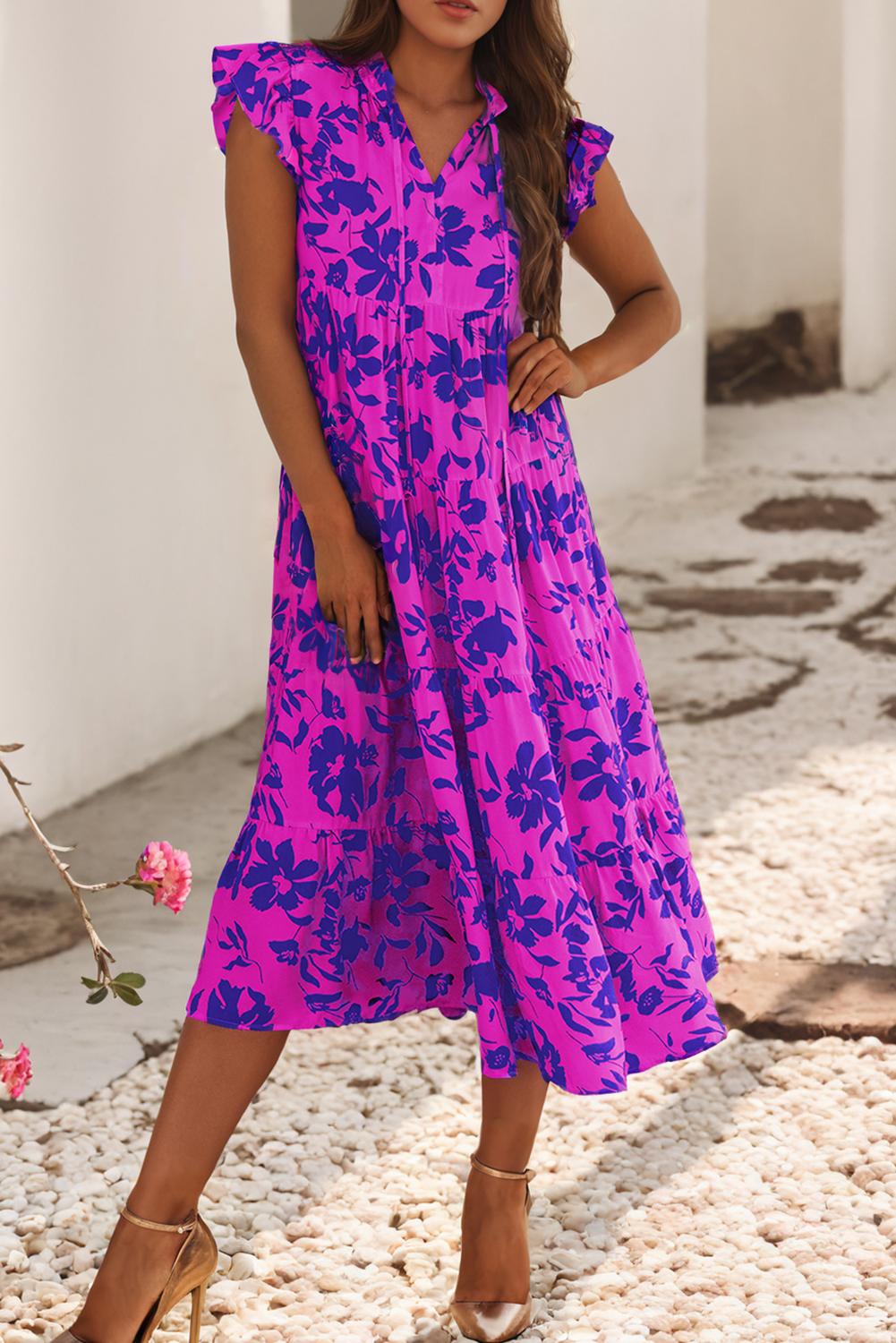 Flutter Sleeve Maxi Dress