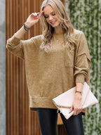 Brushed Melange Drop Shoulder Oversized Sweater