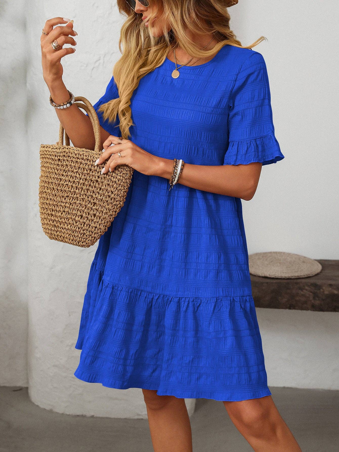 Blue Skies Ruffle Dress