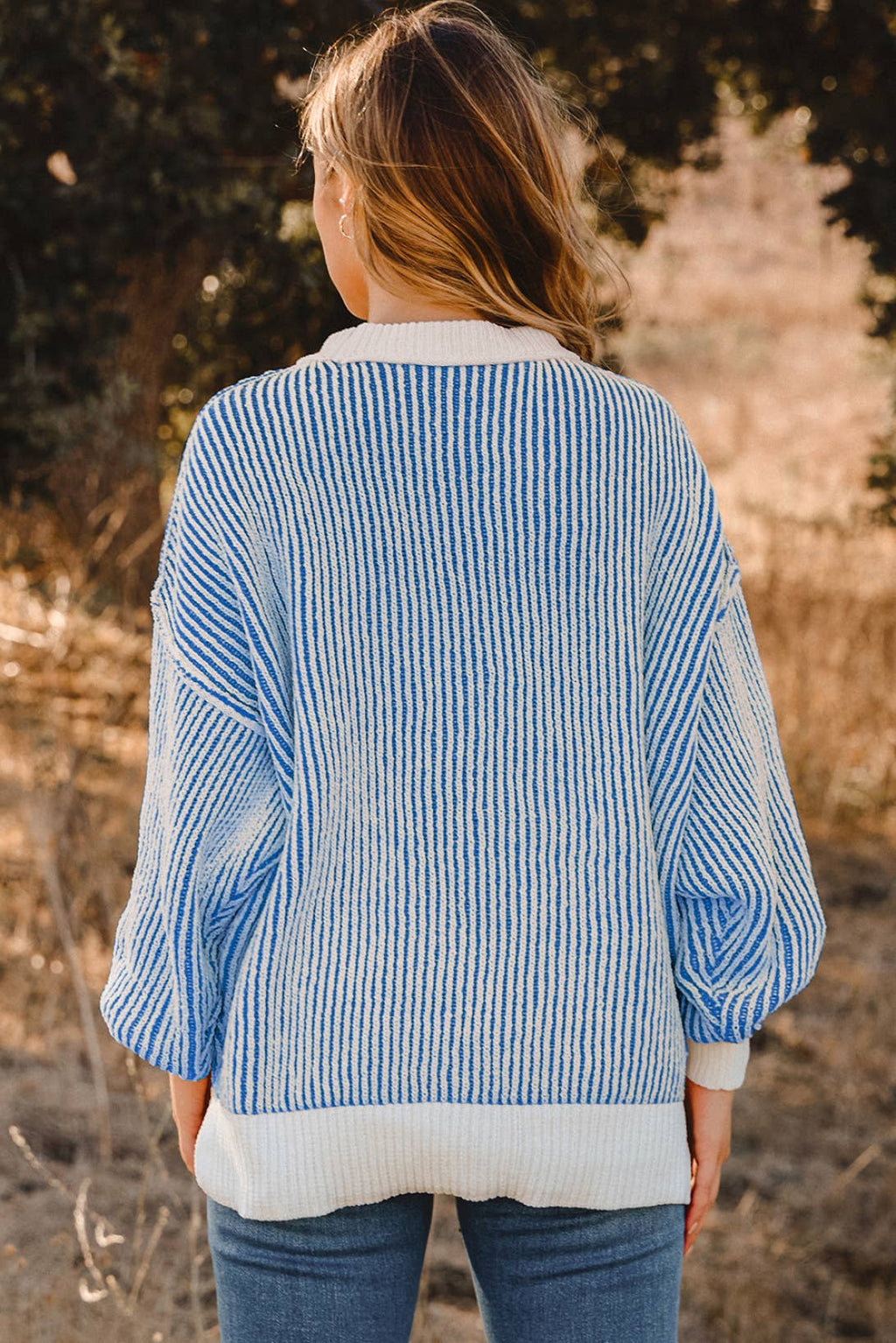 Textured Striped Knit Sweater