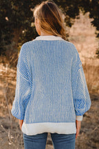 Textured Striped Knit Sweater