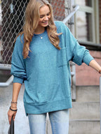 Brushed Melange Drop Shoulder Oversized Sweater