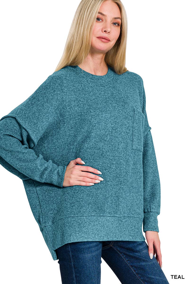 Brushed Melange Drop Shoulder Oversized Sweater