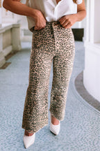 Leopard Print Wide Leg Jeans