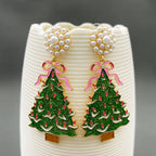 Enamel Christmas Tree DangleEarrings