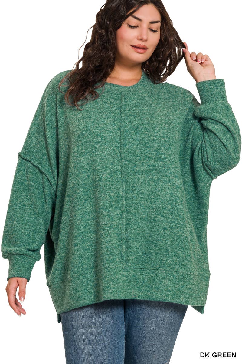 Plus Size rushed Melange Hacci Oversized Sweater