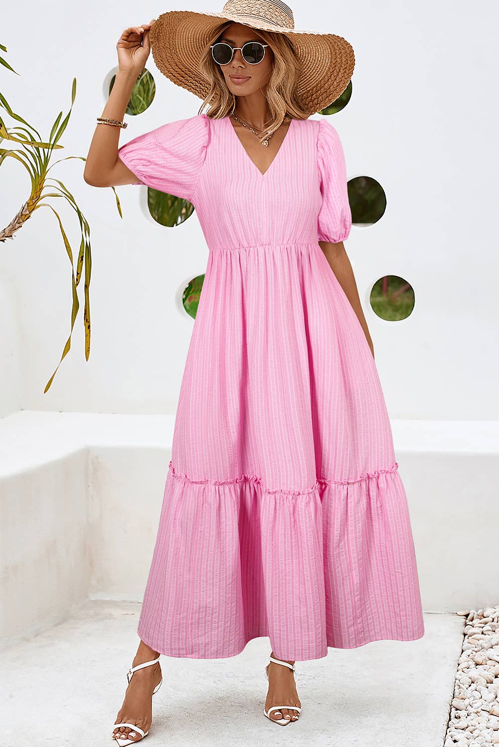 Barbie Pink Puff Sleeve Maxi Dress
