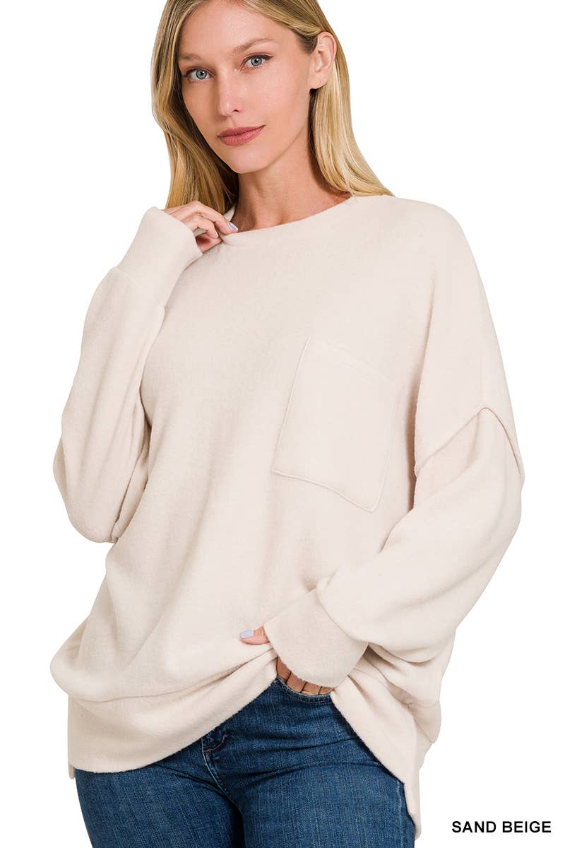 Brushed Melange Drop Shoulder Oversized Sweater