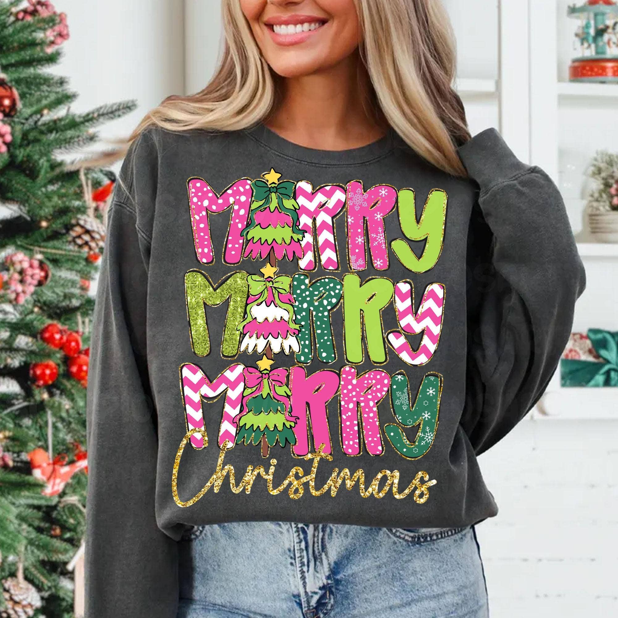 Merry Christmas Sweatshirt - Heather Gray