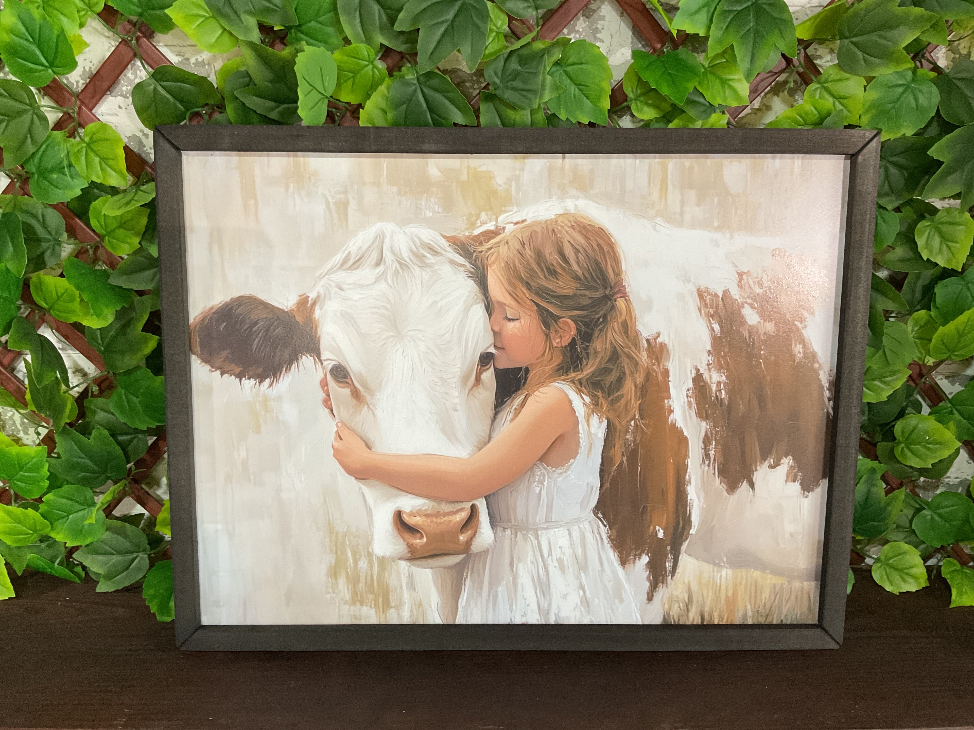 Little Girl & Cow Box Frame 18x24