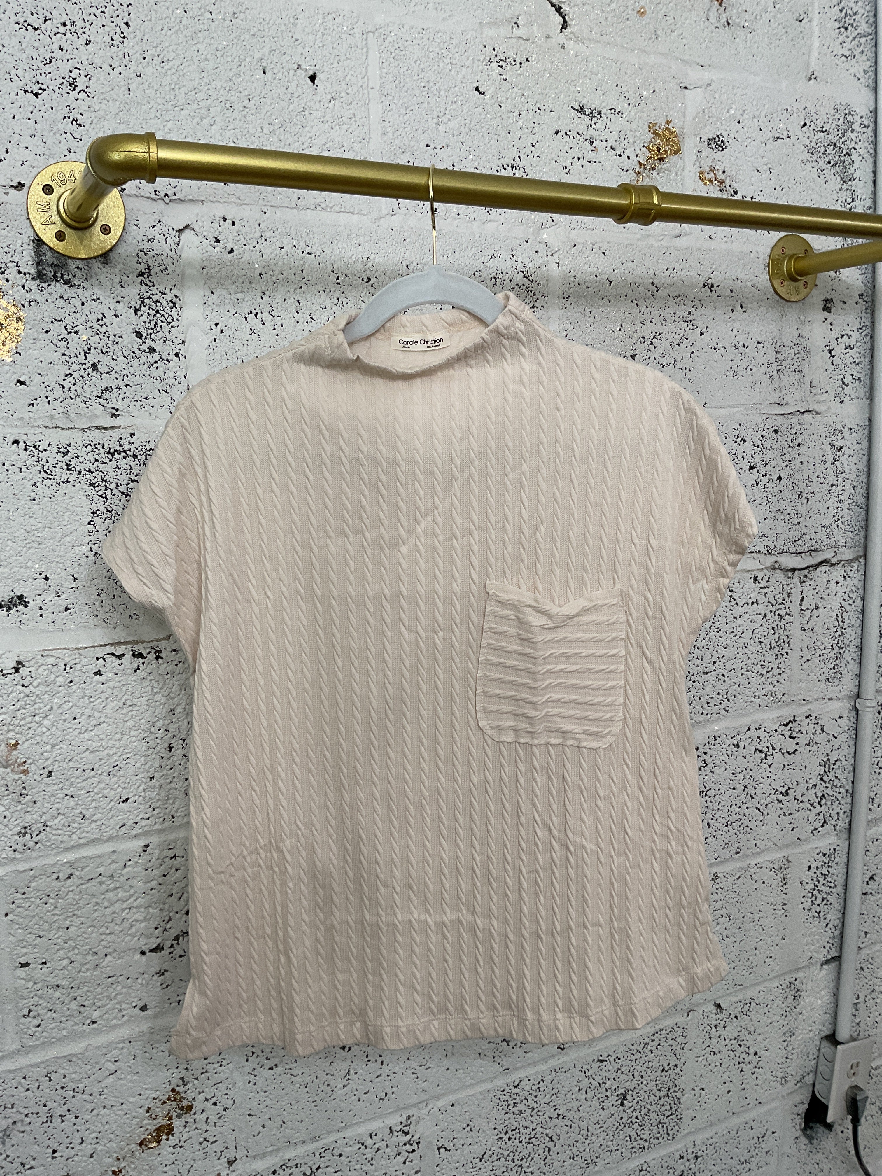Texture Pocket Top Ivory